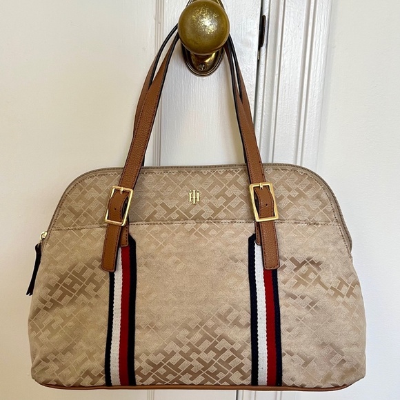 NWOT Tommy Hilfiger Signature Logo Satchel Tote Bag - Picture 1 of 8
